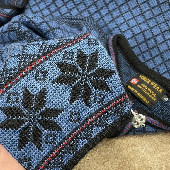 Norskwear Icelandic Nordic Fair Aisle 100% Norwegian lambs Wool Sweater Cardigan - Picture 6 of 16